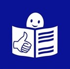 Ein Männchen hält ein Buch in den Händen und auf der Schrift ist ein Daumen hoch abgebildet. 